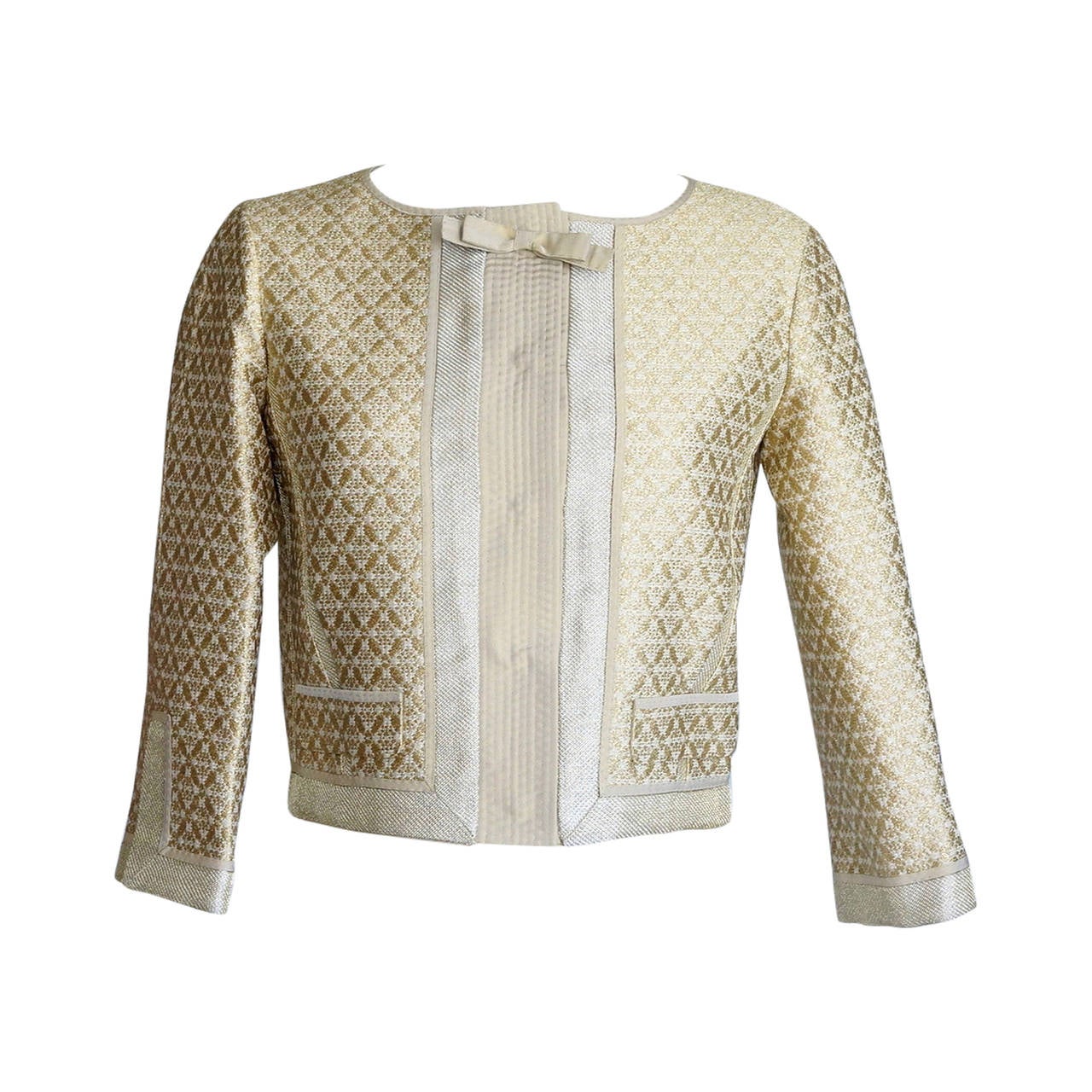 Louis Vuitton Jacket Gold Brocade Beautiful Fabric and Details 34 / 4  For Sale