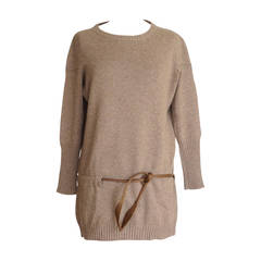 BRUNELLO CUCINELLI sweater cashmere pullover leather tie XS mint 9