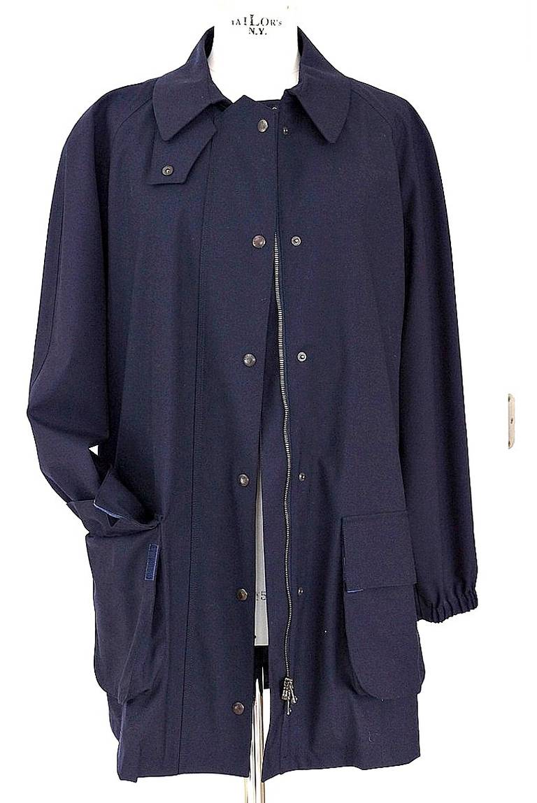 Women's Giorgio Armani Jacket Navy Loro Piana Storm System Wool Windbreaker 44 / 10 Mint