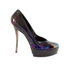 GUCCI Shoe Platform 'Oiled' Patent Detail 38 1/2 8.5 mint 5