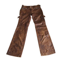 DOLCE&GABBANA distressed leather pant fabulous hardware details 42 / 8