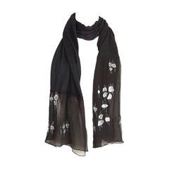 HENRY BEGUELIN scarf long shaved Mother of Pearl silver metallic thread accent 8