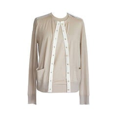 CHLOE Twinset nude cashmere silk semi sheer rear M nwt 5