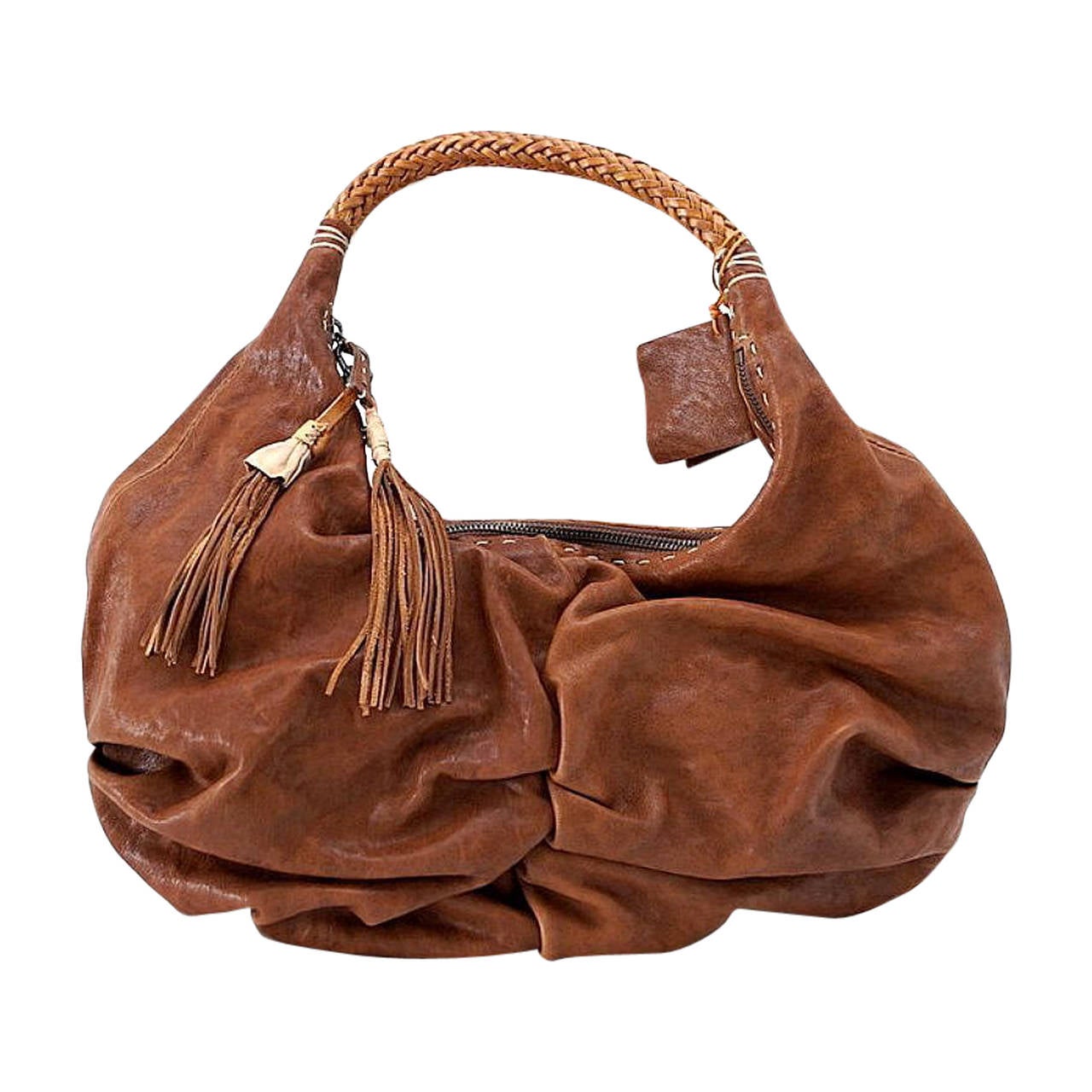 Henry Beguelin Bag Washed Leather Tassels Hobo Style nwt