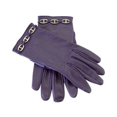 Hermes Gloves Vintage Wrist Length Raisin Chaine D'Ancre Palladium Hardware 7