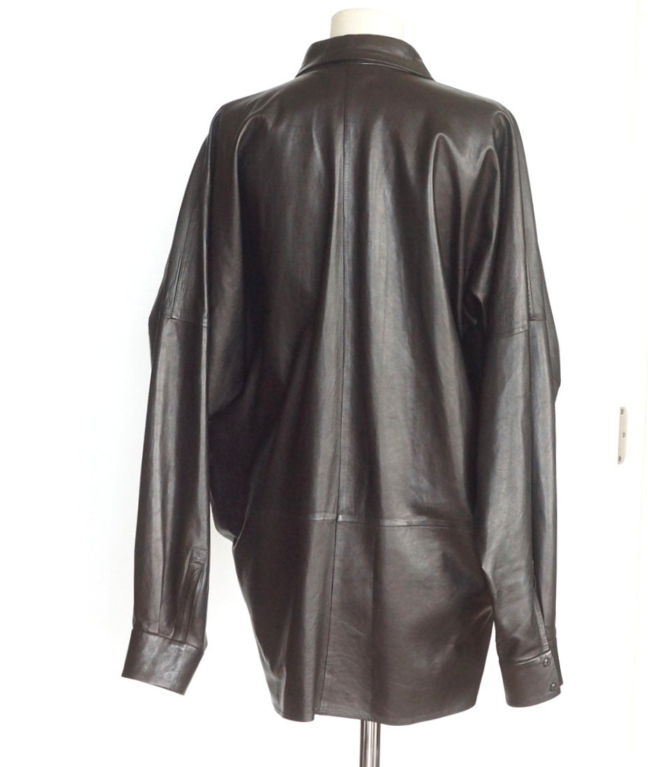Yves Saint Laurent Vintage Supple Leather Long Shirt Superb Draping 44 / 10 4