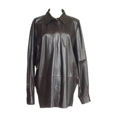 Yves Saint Laurent Vintage Supple Leather Long Shirt Superb Draping 44 / 10