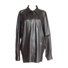 Yves Saint Laurent Vintage Supple Leather Long Shirt Superb Draping 44 / 10 3