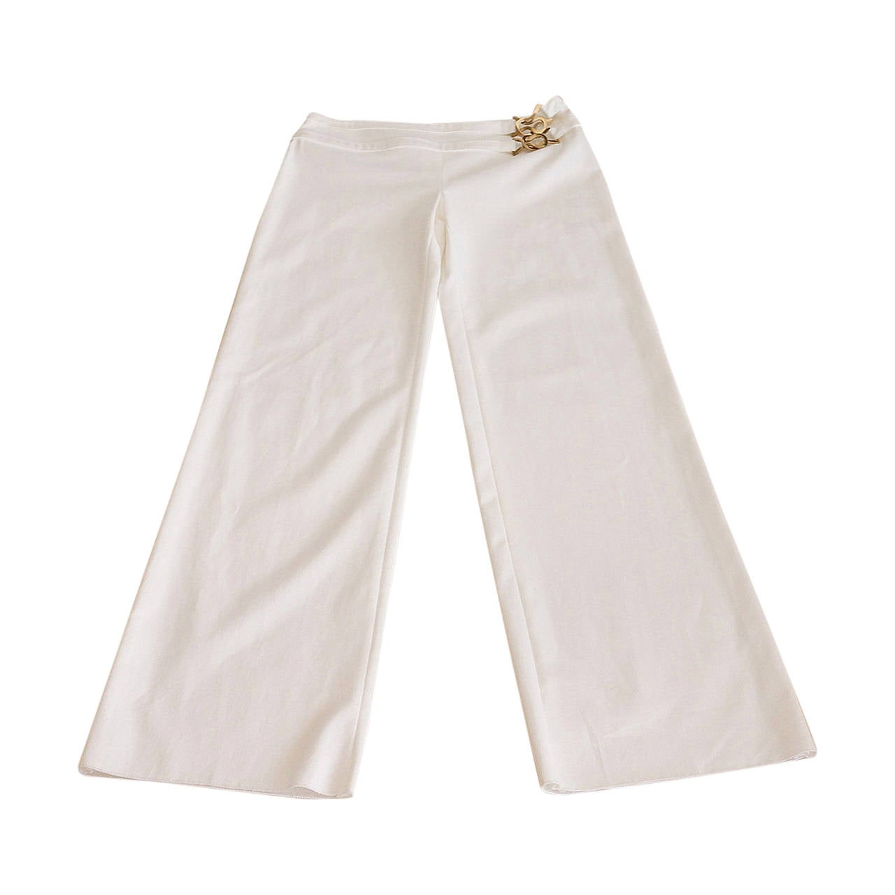 VALENTINO pant white hardware detail 8 NWT full leg wearable classic