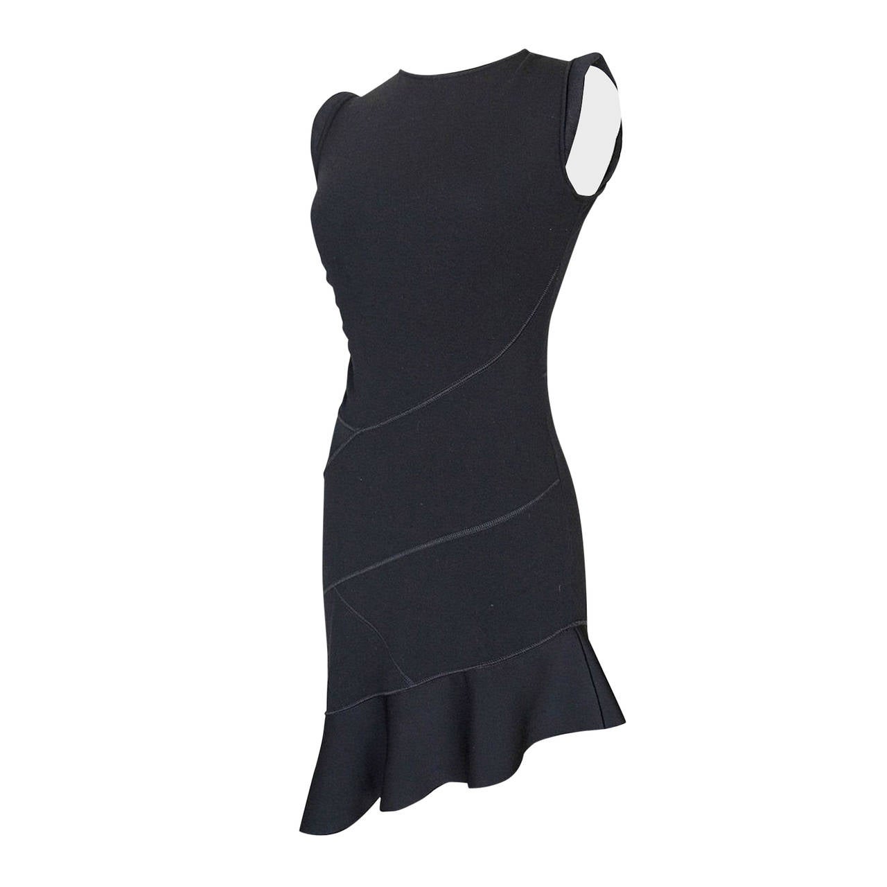 Valentino Dress Asymmetrical Ruffle Hem Shoulder Waist Detail M For Sale