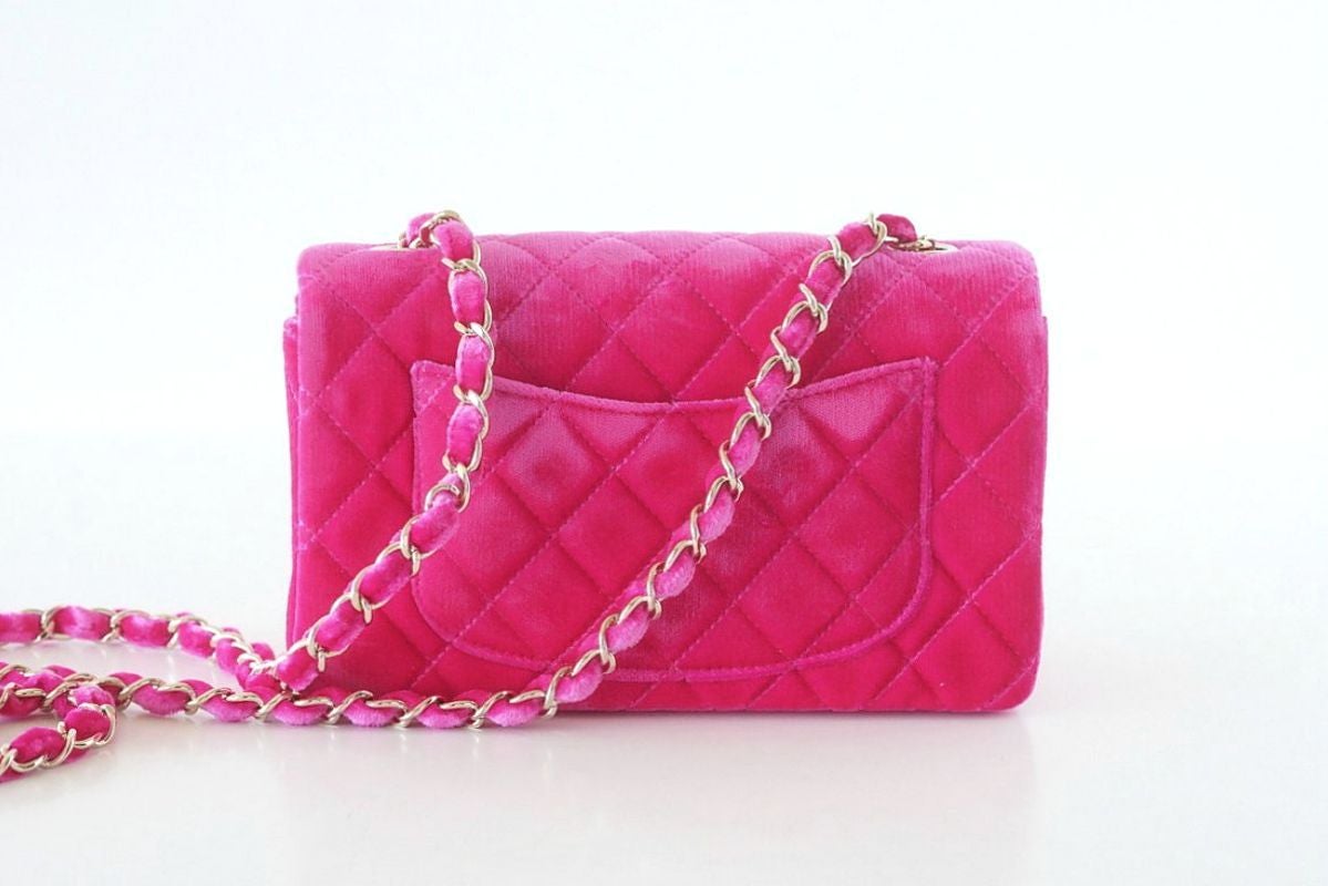 pink velvet chanel bag