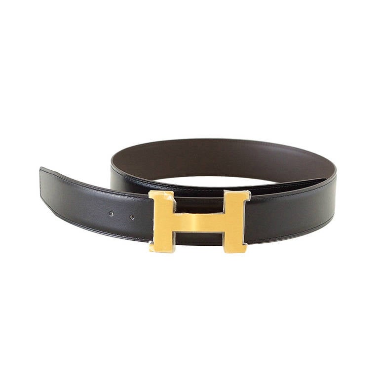 Hermes Belt Constance 42mm Reversible Black to Brown Brushed Gold ...