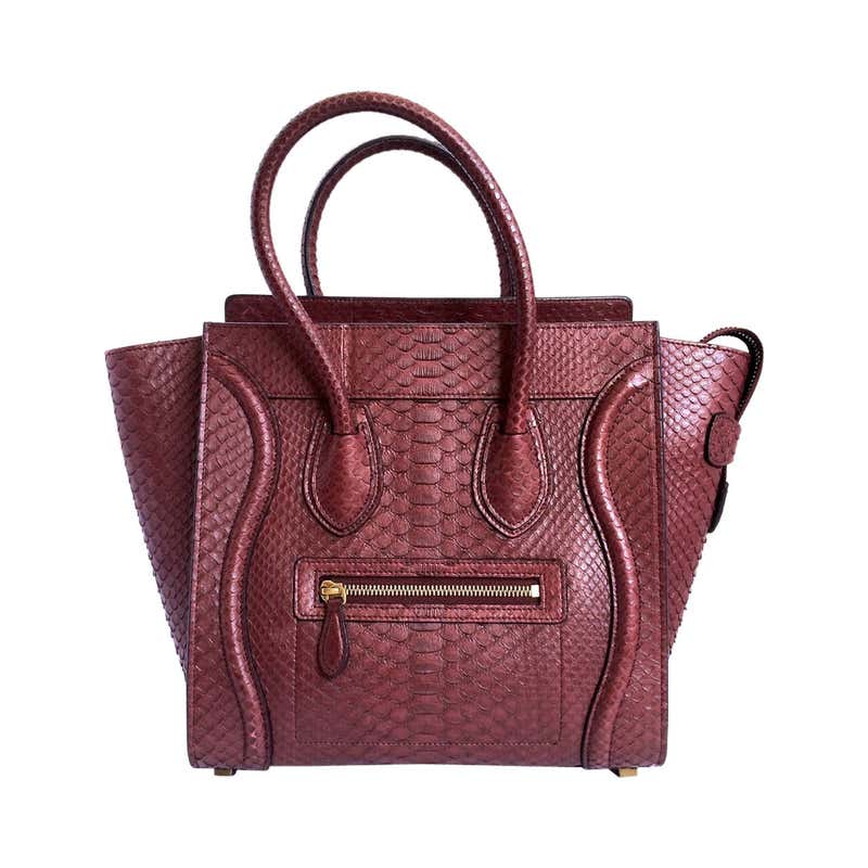 CELINE bag Mini Luggage python deep burgundy sold out colour at 1stDibs