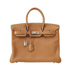 HERMES BIRKIN 35 Bag coveted GOLD palladium hardware togo