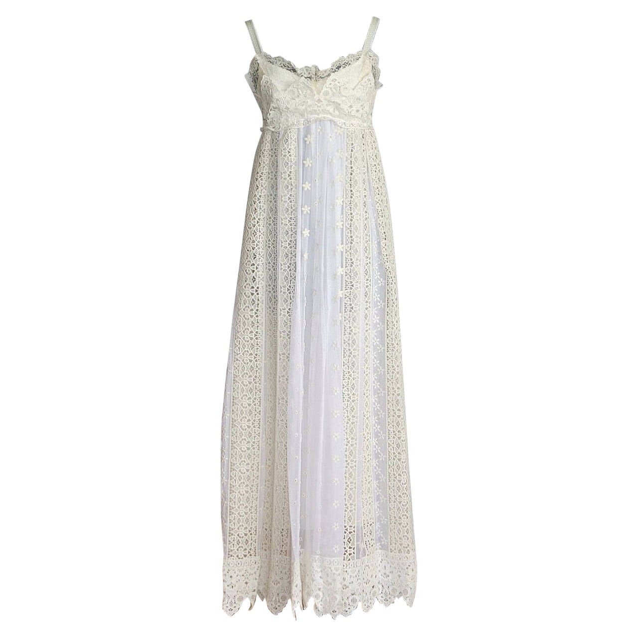 DOLCE&GABBANA dress empire lace and embroidery ethereal  38 4