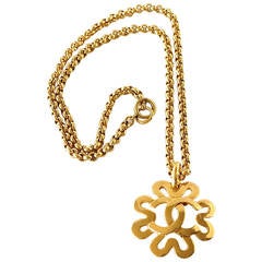 CHANEL Vintage Necklace Cutout Flower Large CC 2