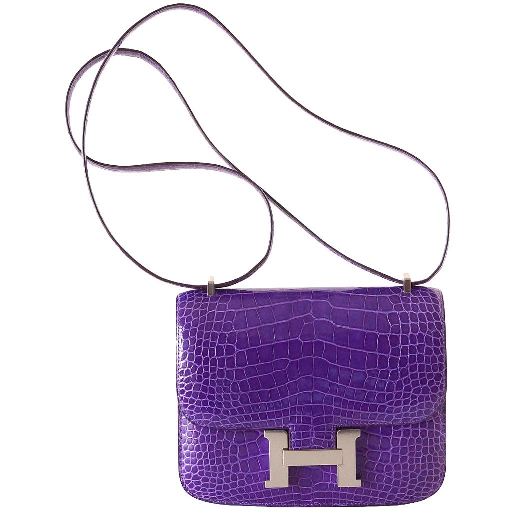 Hermes Constance Bag Rare 18 cm Ultra Violet Alligator Palladium 2die4 ...