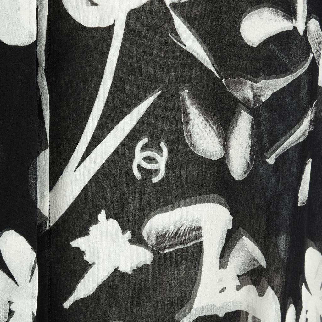 Women's Chanel 04S Blouse Top Silk Chiffon Floral Print Beautiful Details   42 / 8 New