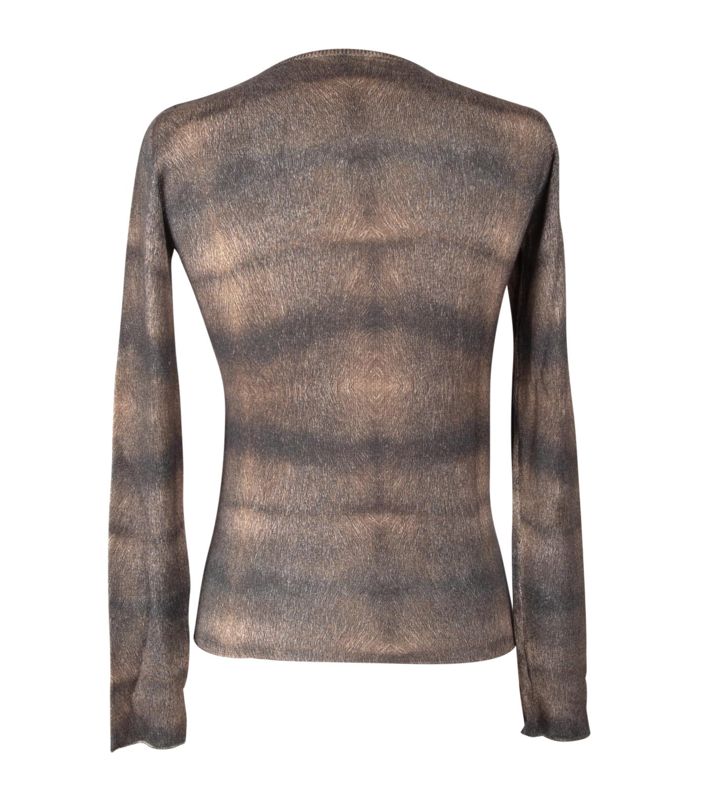 Gray Lucien Pellat-Finet Top Cashmere and Silk M Gorgeous Print Muted Colours M For Sale