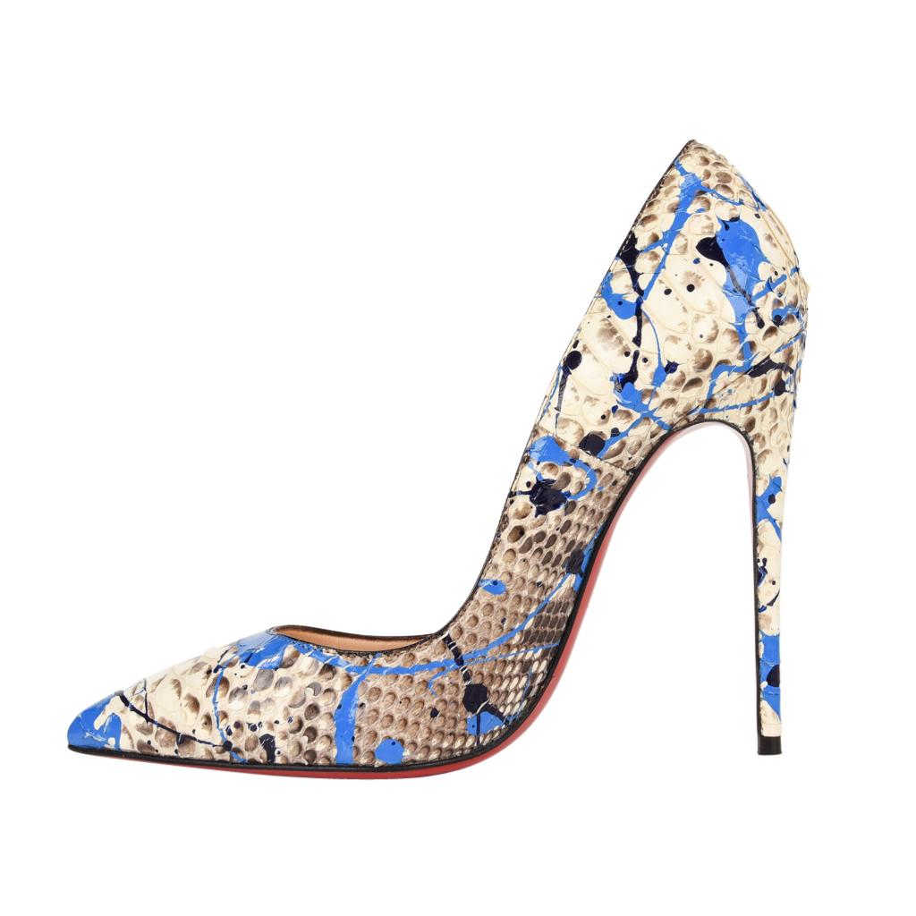 Brown Christian Louboutin Shoe Python Graffiti Pigalle 115mm 35 / 5 New For Sale