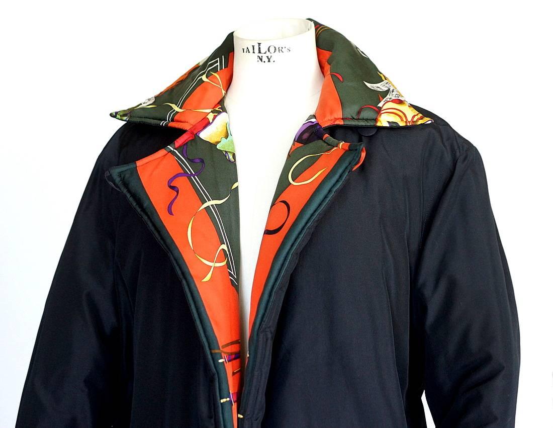 Hermes Vintage Jacket Le Carnavale de Venise Reversible Scarf 