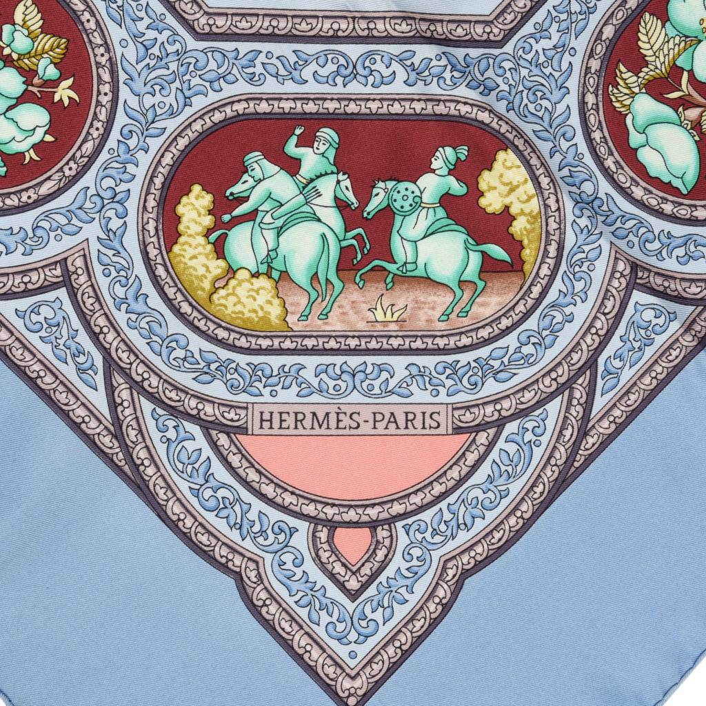 Hermès - Écharpe en soie Qalamdan imprimée vintage, beauté  en vente 2