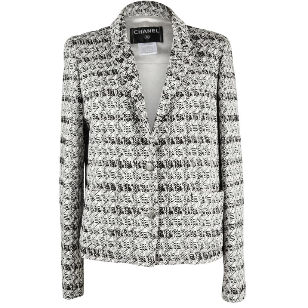 Chanel Jacket 05P Tweed Subtle Silver Thread 44 / 10 5