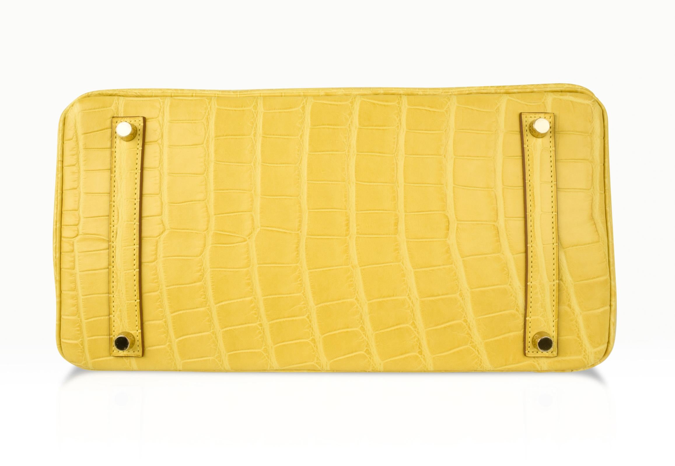 Hermes Birkin 35 Bag Matte Mimosa Yellow Gold Hardware Crazy Fabulous  4