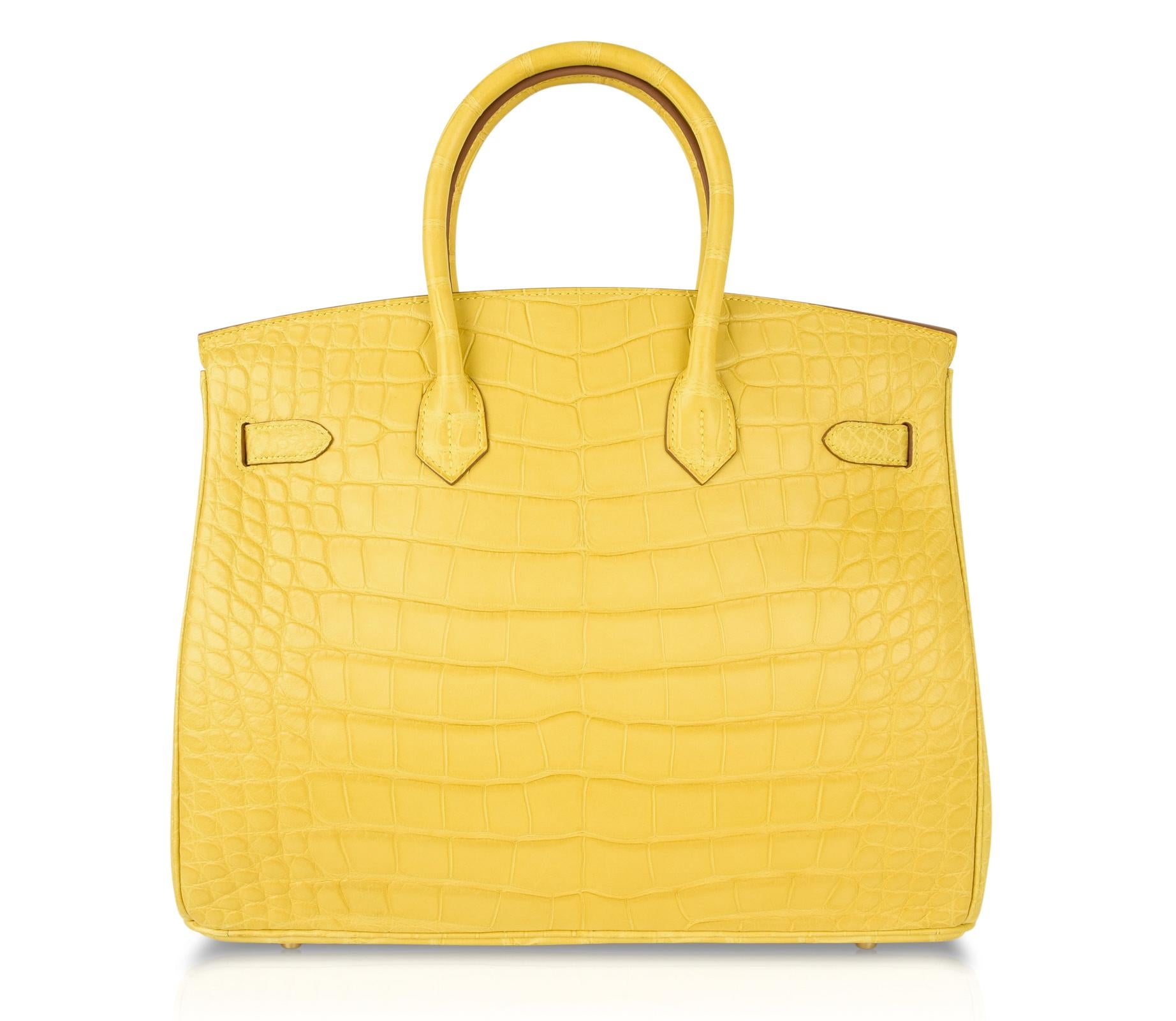 Hermes Birkin 35 Bag Matte Mimosa Yellow Gold Hardware Crazy Fabulous  3