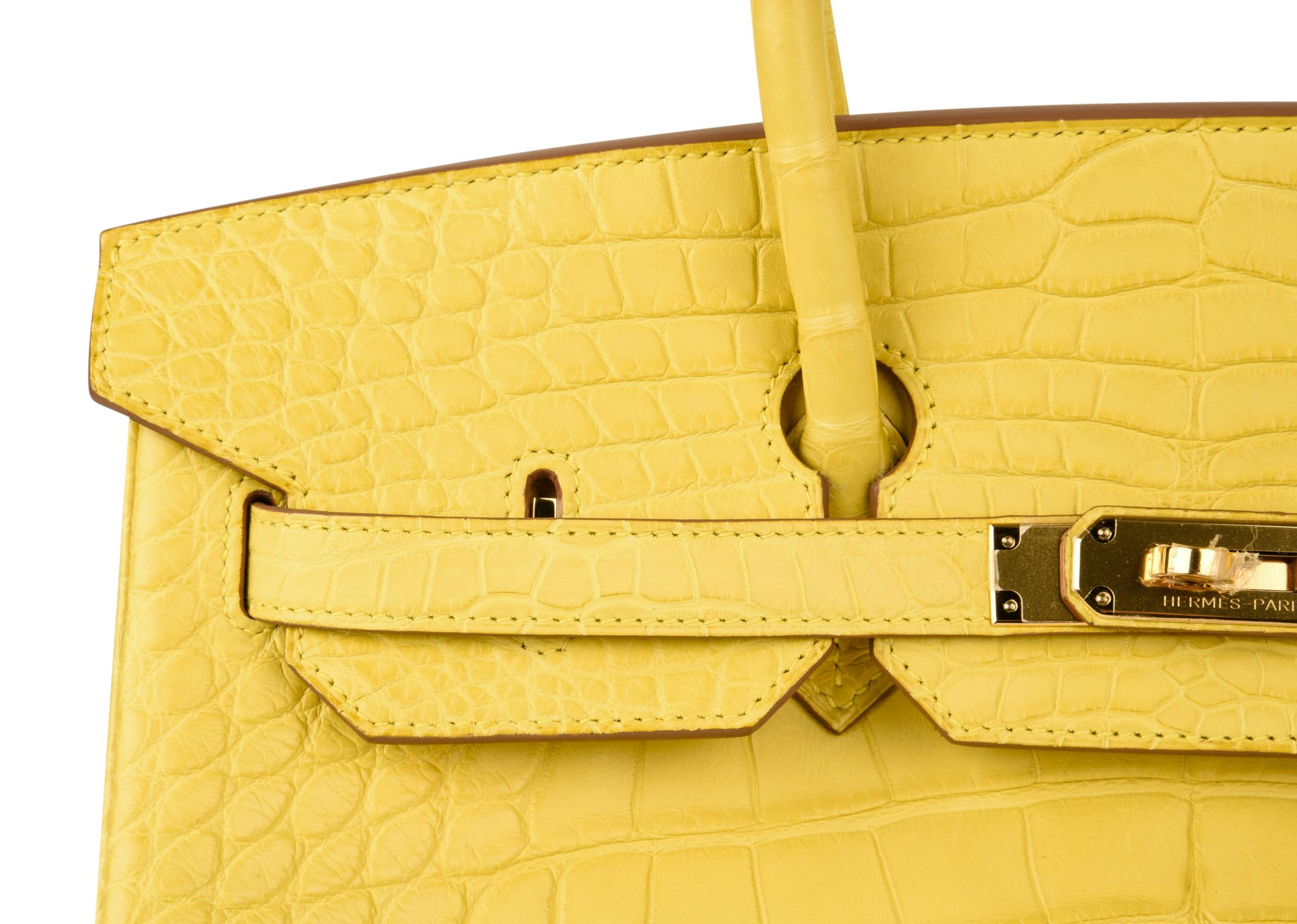 Hermes Birkin 35 Bag Matte Mimosa Yellow Gold Hardware Crazy Fabulous  1