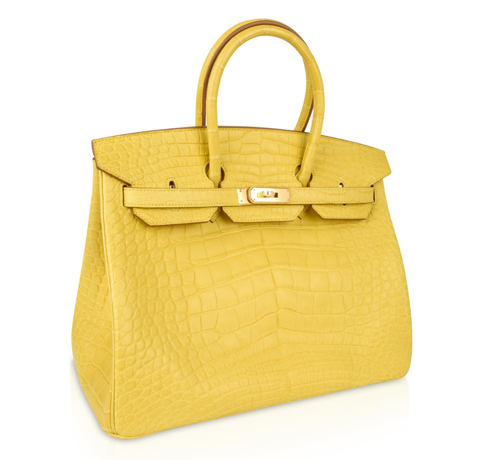 Women's Hermes Birkin 35 Bag Matte Mimosa Yellow Gold Hardware Crazy Fabulous 