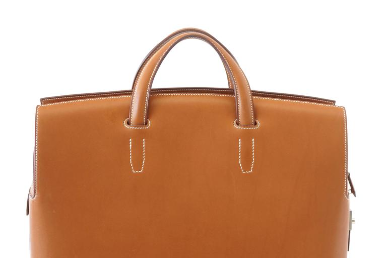 Hermes Briefcase Men's City Hall Porte-Document Fauve Veau Barenia