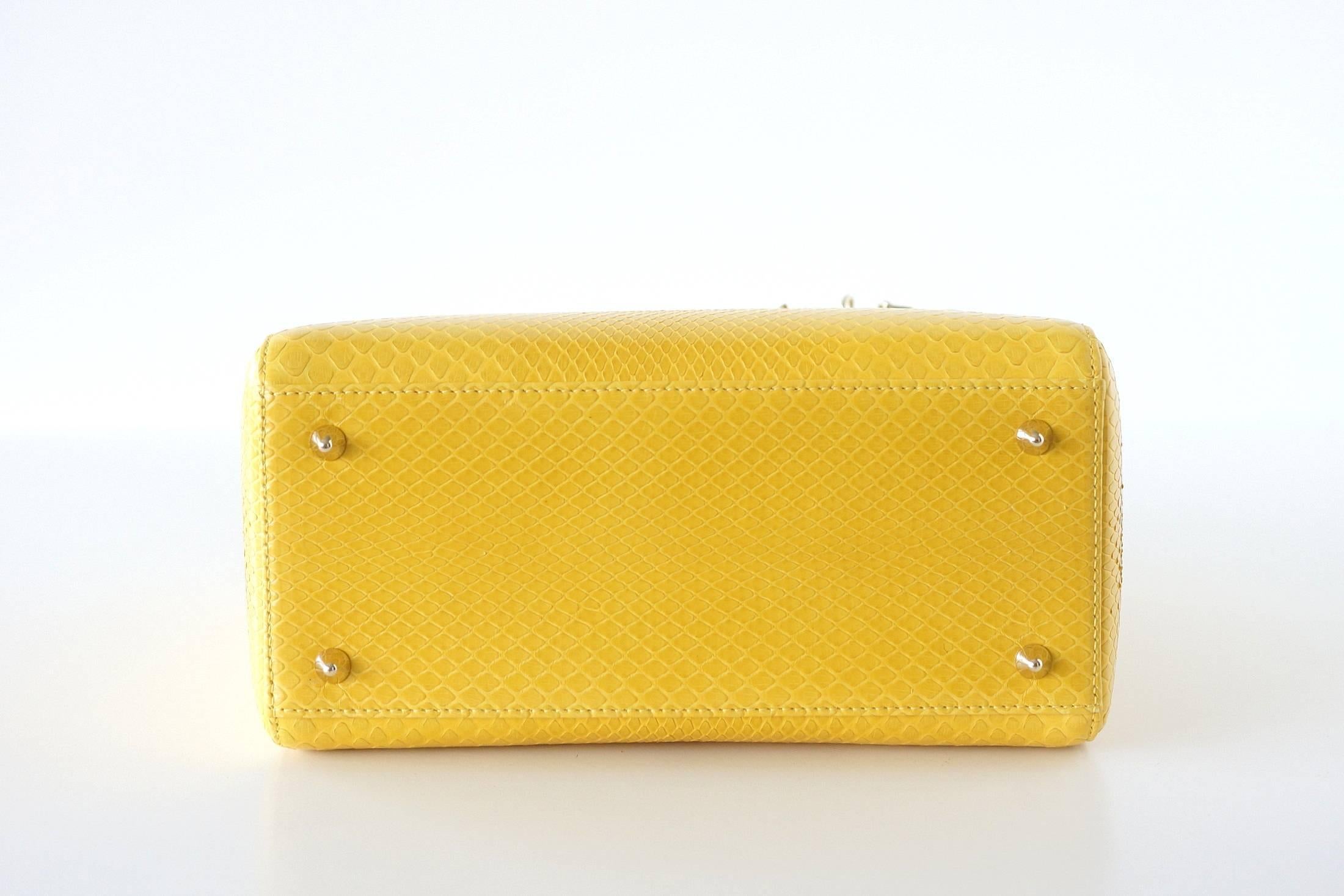 CHRISTIAN DIOR Tasche Lady Dior Medium Schön Klar Gelb Schlangenhaut 1