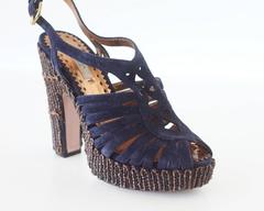PRADA Shoe Navy Suede Unique Platform and Bold Heel  37 /  7