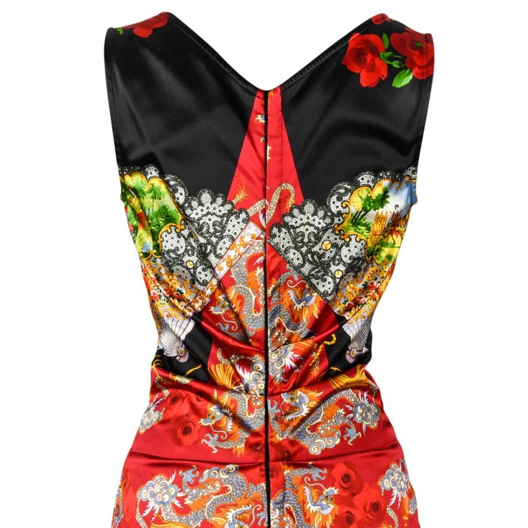 Dolce&Gabbana Collectors Dress Asian Print Rear Detail 40 / 4 For Sale ...