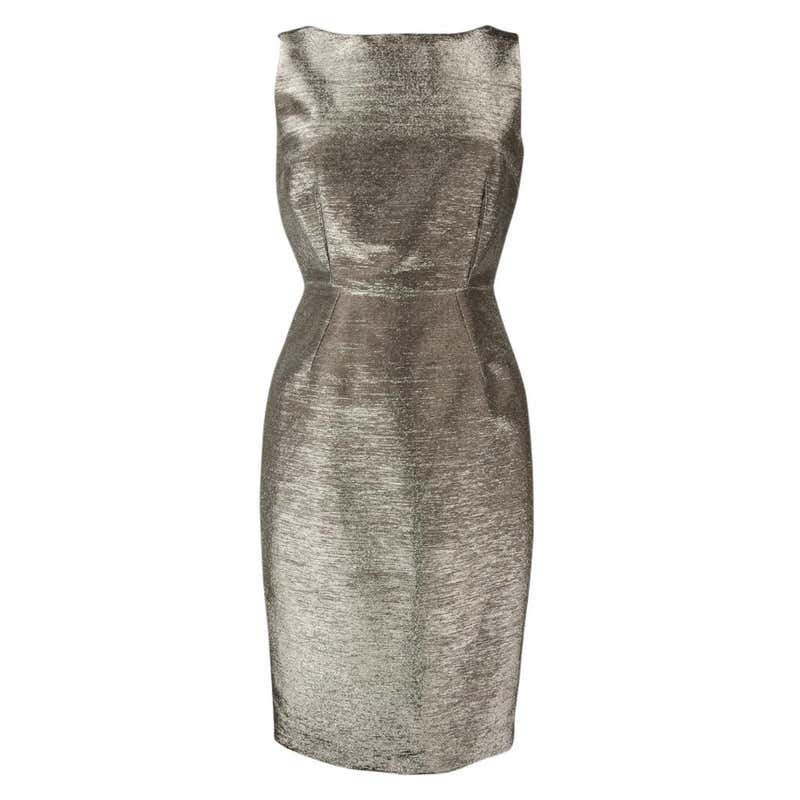 Dolce and Gabbana Silver Sleeveless Sheath Dress S For Sale at 1stdibs