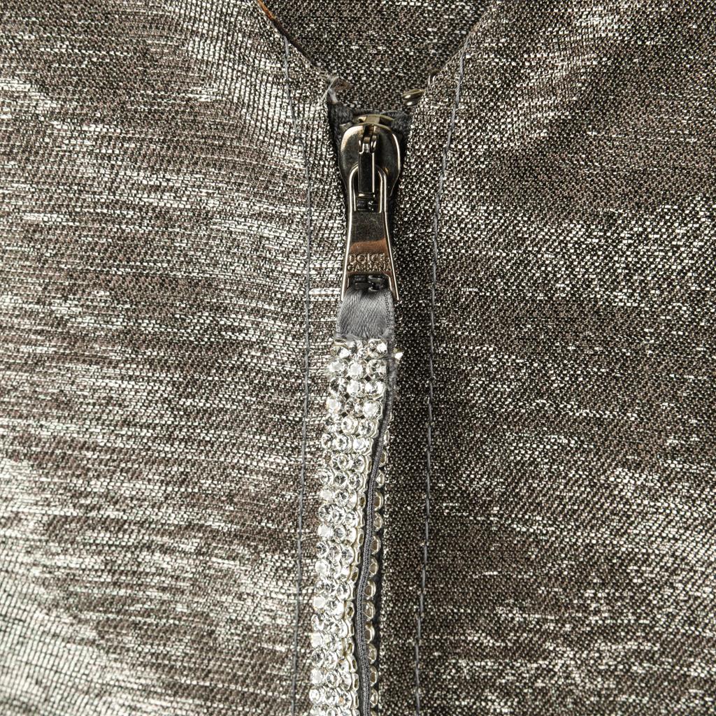 Dolce & Gabbana Dress Striking Silver Rear Swarovski Zipper Pull 40 / 6 For Sale 3