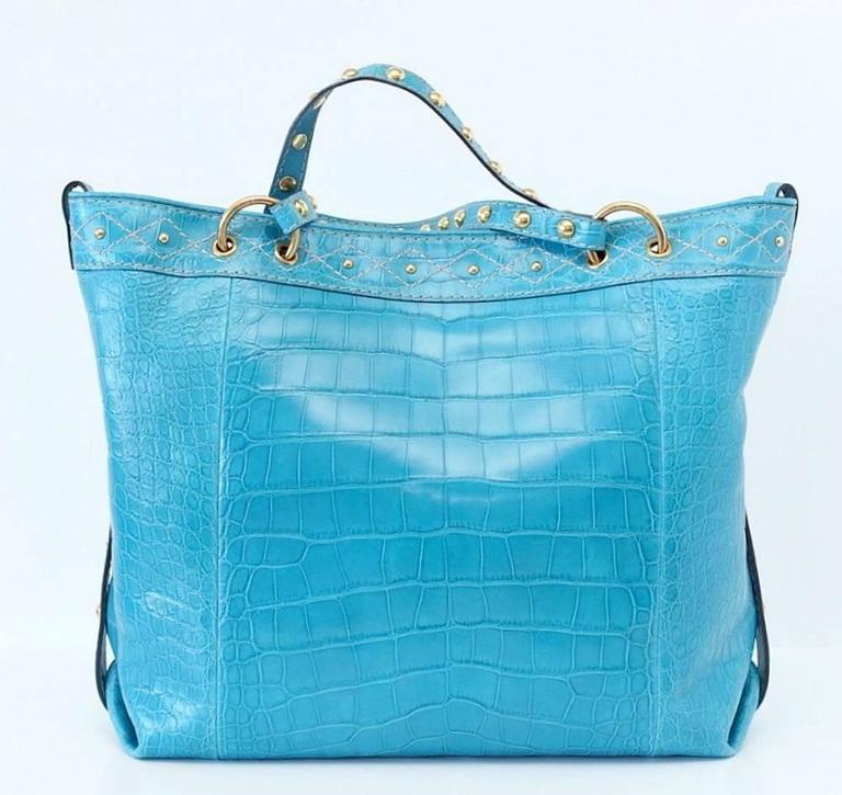 Gucci Exclusive Limited Edition Turquoise Crocodile Irina Tote Bag new
