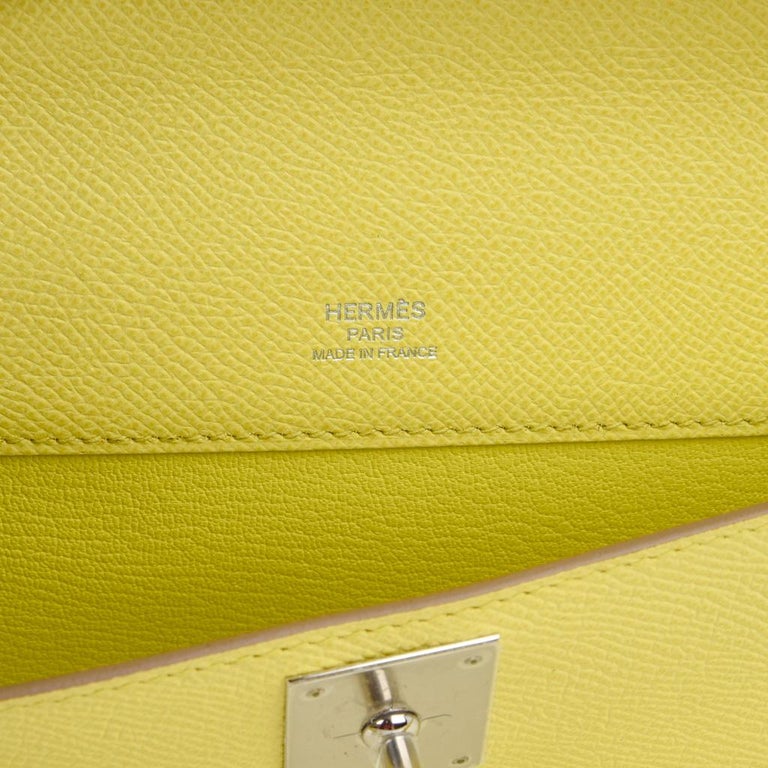 Hermes Kelly Cut Bag Clutch Fresh Souffre Yellow Epsom Rare For Sale at ...