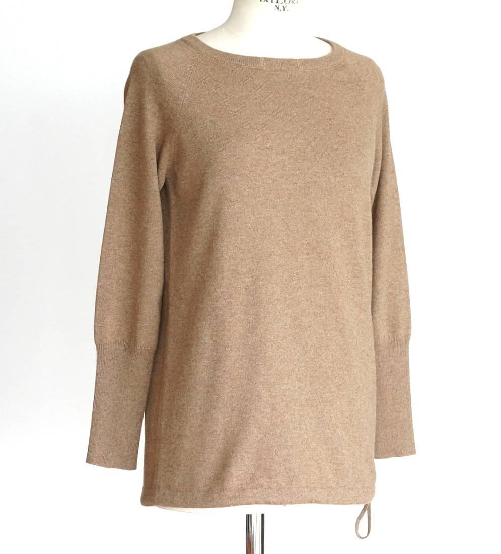 Women's Brunello Cucinelli Sweater Cashmere Pullover Subtle Signature Bead Neck Detail M For Sale