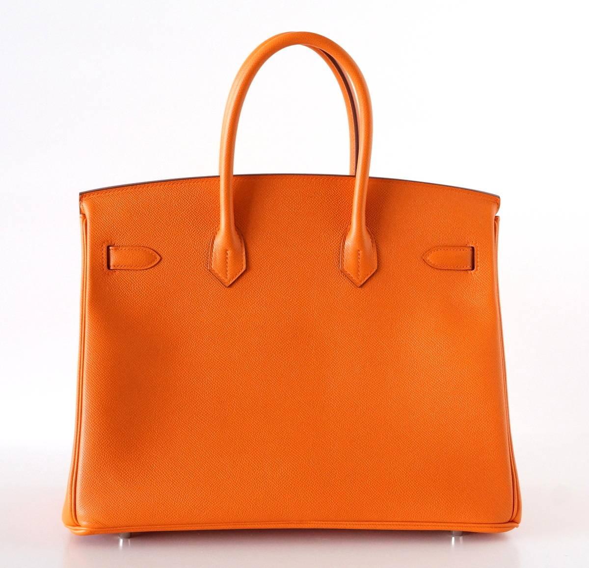 Hermes Birkin 35 Bag Rare Signature H Orange Epsom Palladium In New Condition In Miami, FL