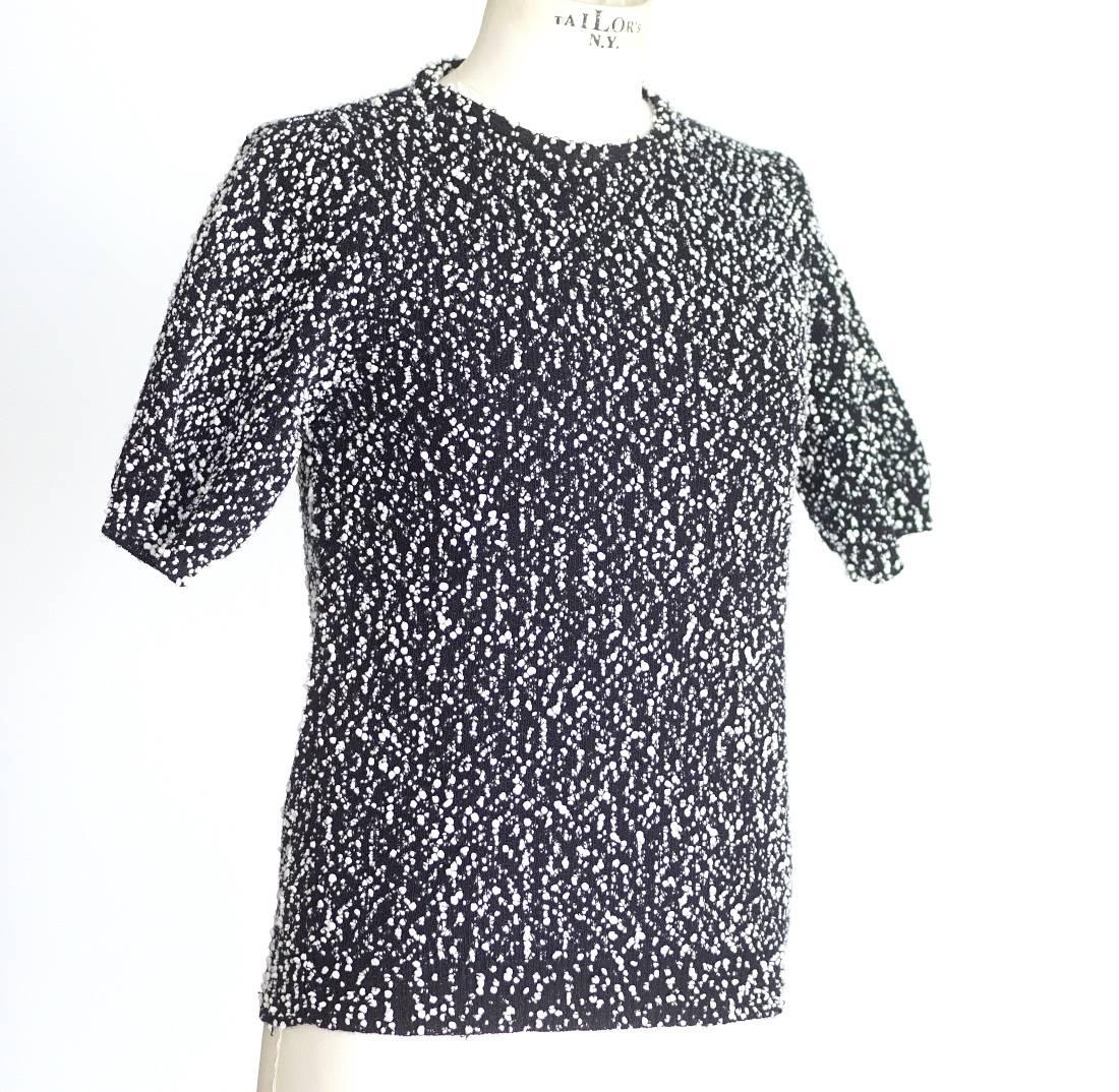 Chloe Top Indigo Navy with White Nubby Texture S For Sale 3