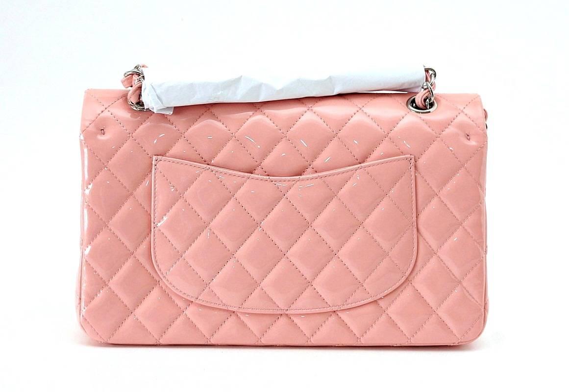 Chanel Bag Medium Classic Flap Pink Patent Cruise 2013  In New Condition In Miami, FL