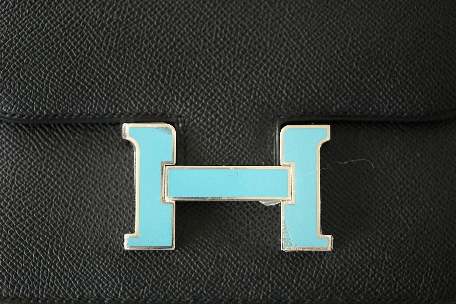 HERMES Constance 18 limited edtion Black / Blue Saint Cyr enamel H ...  