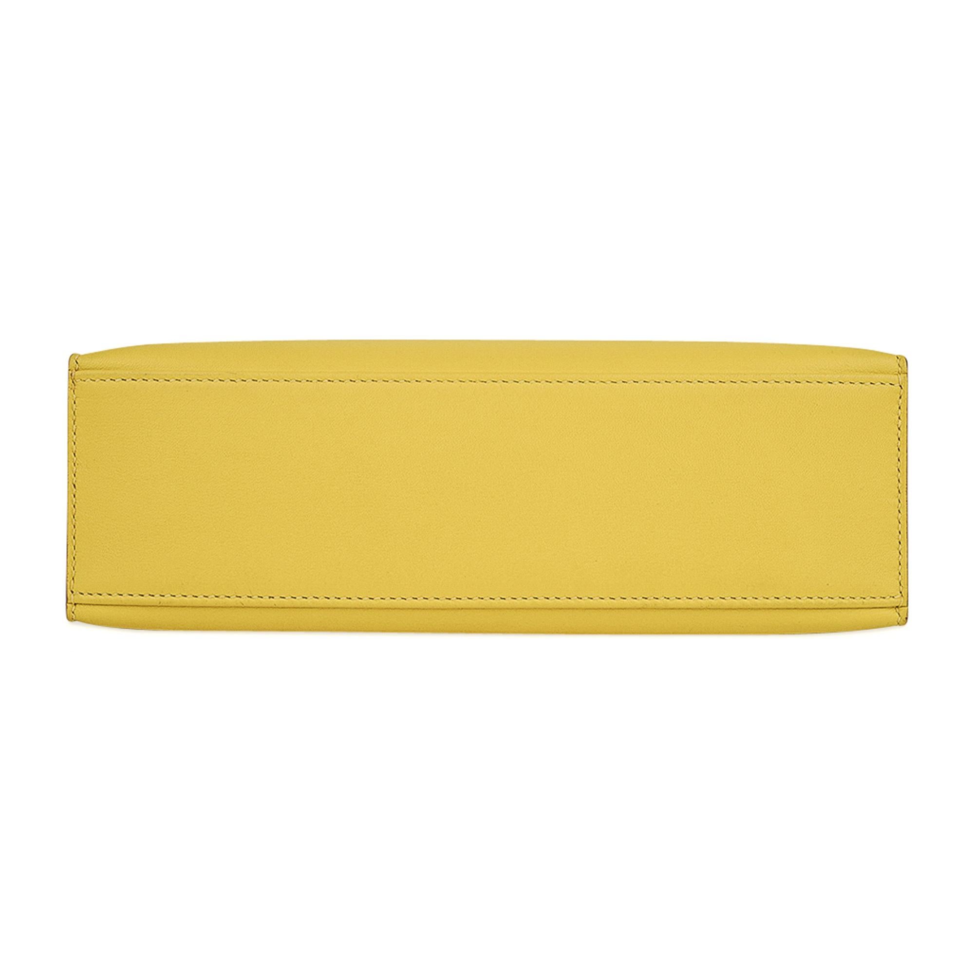 Hermes Kelly Pochette Bag Lime Clutch Gold Hardware Swift Leather 3