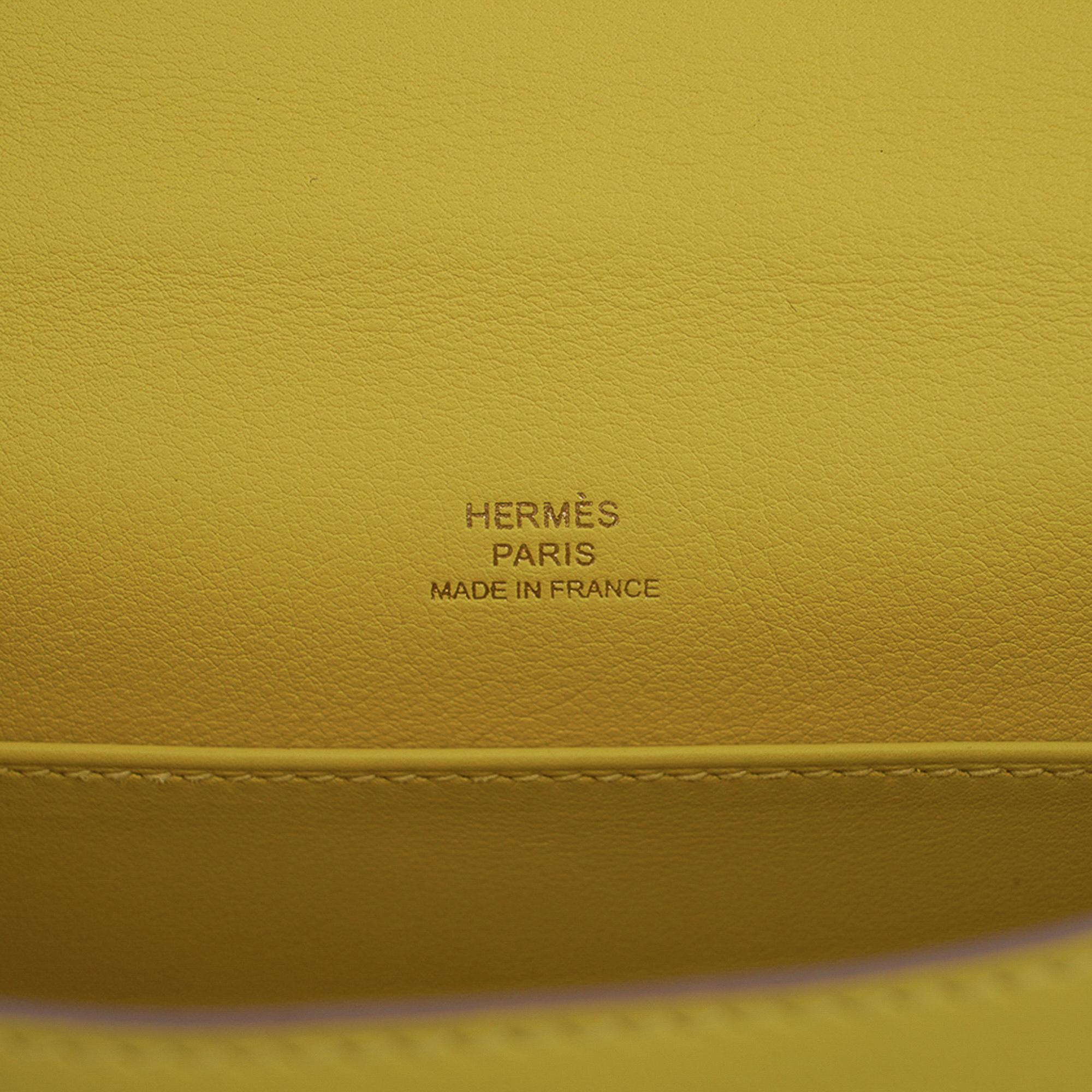 Hermes Kelly Pochette Bag Lime Clutch Gold Hardware Swift Leather 2