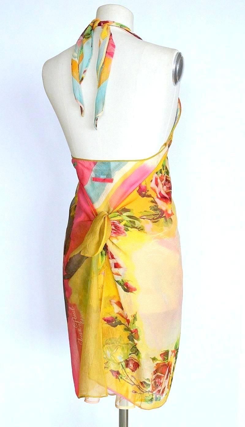 Jean Paul Gaultier Vintage Rich Flower Print Halter Dress, 1990s