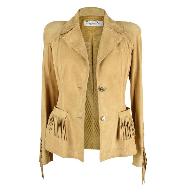 Christian Dior Jacket Suede Fringe Subtle Embroidery Superb Piece 38 /