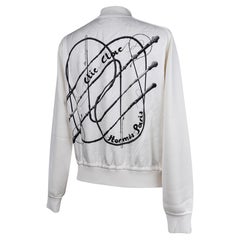 Veste Cardigan Hermès blanche d'hiver avec fermeture éclair et fermoir à bouton-pression, taille 38/6