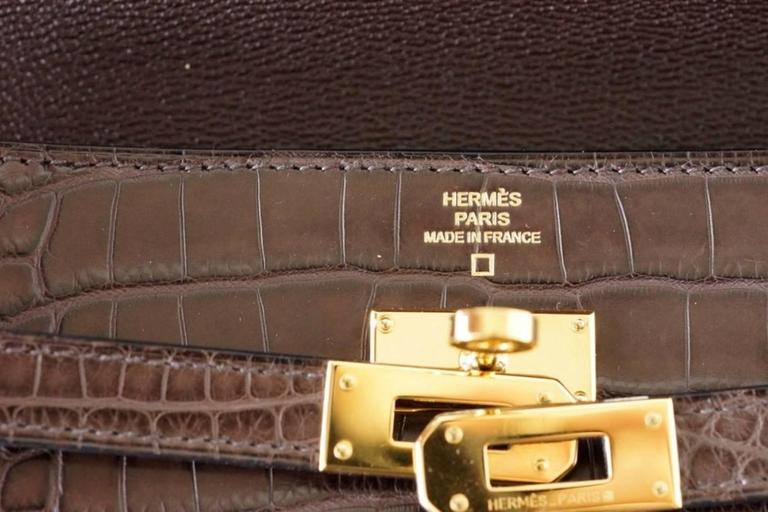 Hermes Kelly Long Wallet / Clutch Matte Havanne Alligator Gold Hardware ...